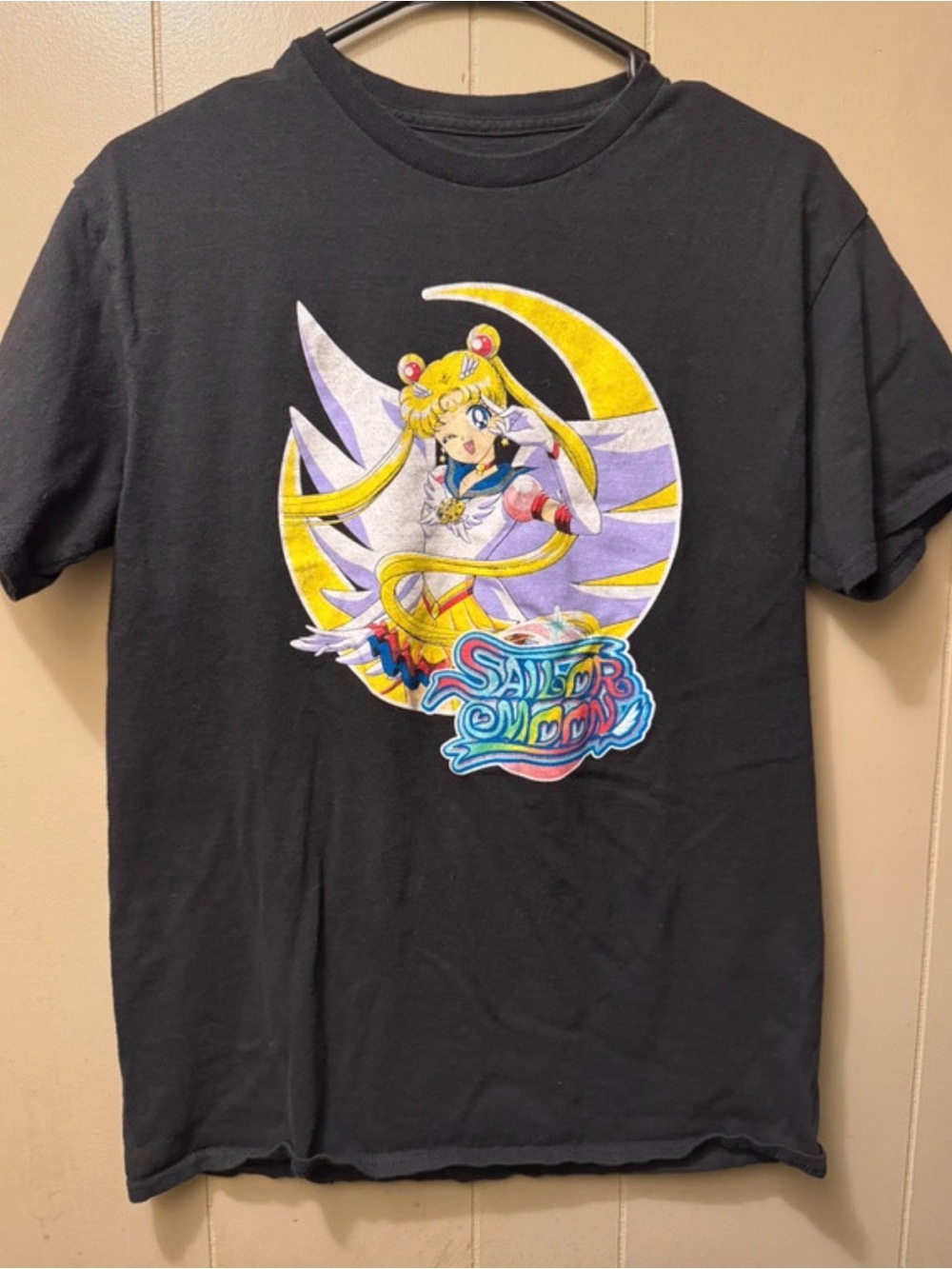 Sailor Moon Graphic Tee - Black with Yellow & Purple Print